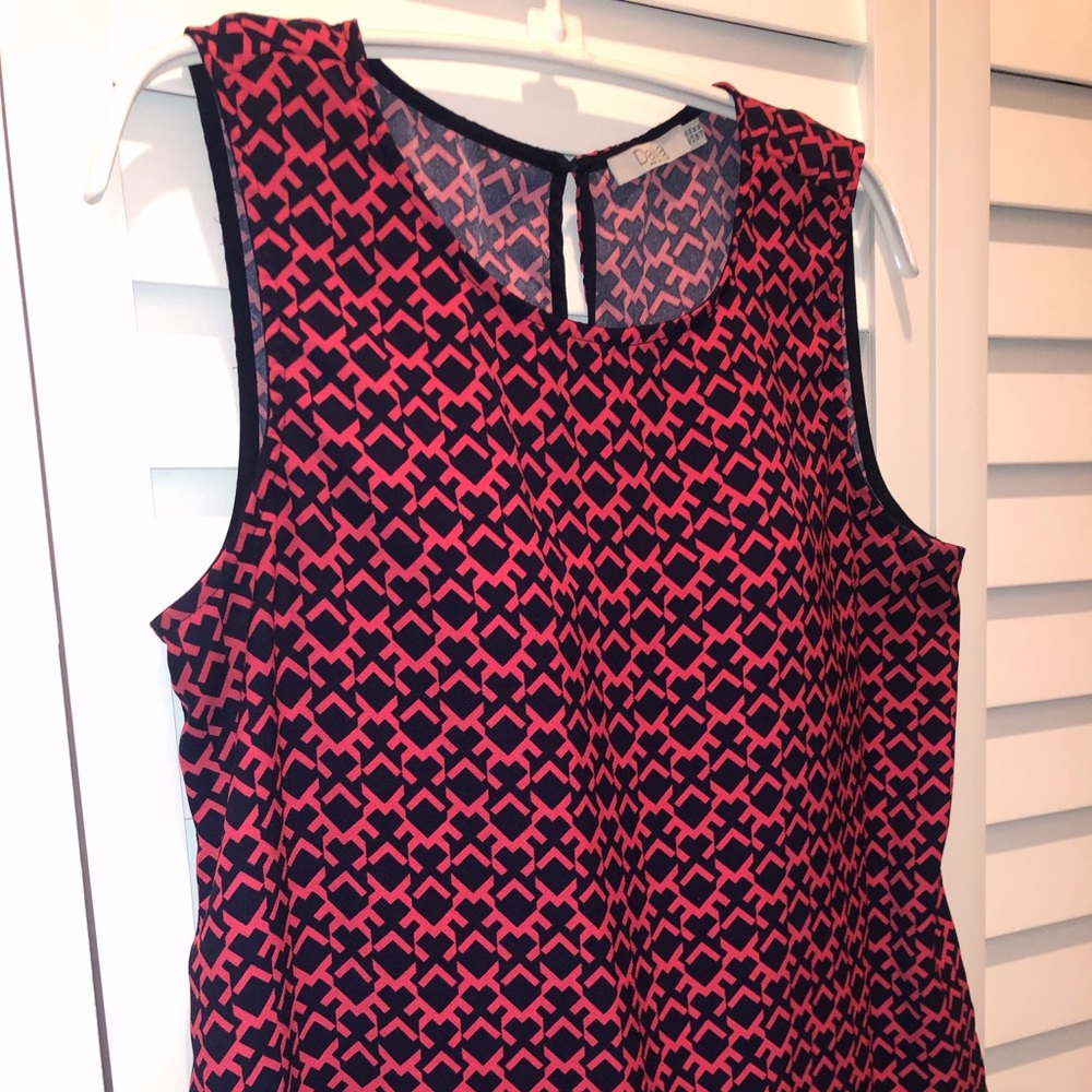 Chevron Red and Navy Blouse - Size Medium